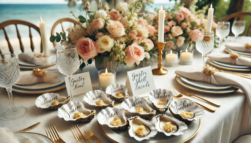 Handmade Wedding Place Cards with Oyster Shells: A Unique Coastal Touch